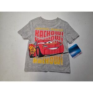 Disney Pixar Cars Lightning McQueen Kachow Gray Graphic T-Shirt 3T New